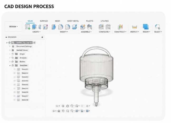 Fusion 360 CAD design process for BioCap